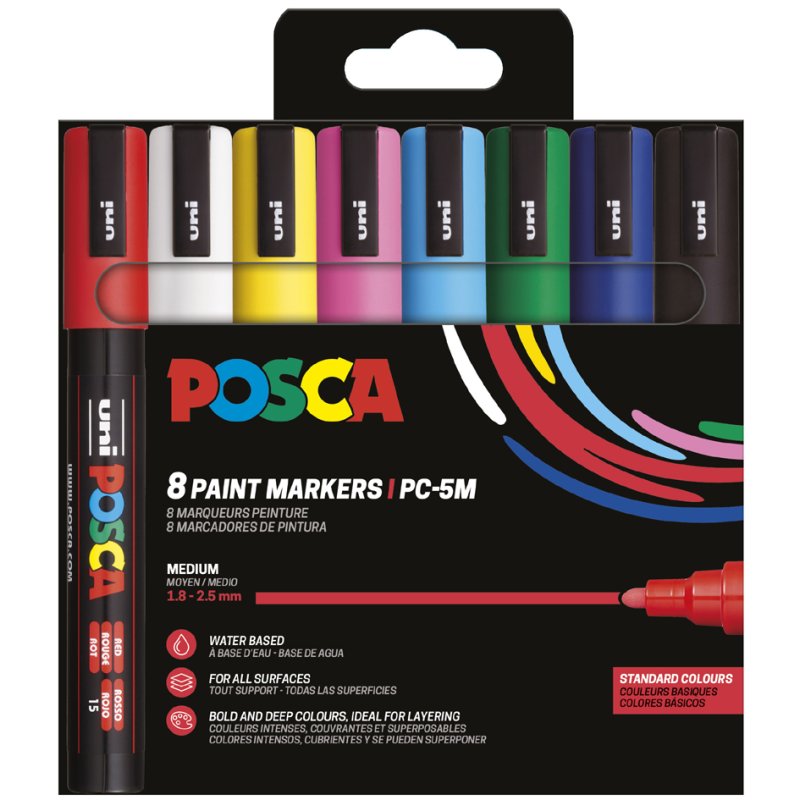 POSCA marqueur pigmentaire PC5M, couleurs pastel, set de 4, 1,8-2,5 mm